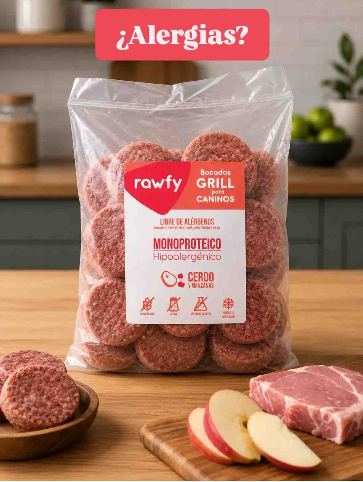RAWFY VIANDA GRILL  PERRO HYPOLLARGENICO SOLO CERDO X20 UNIDADES