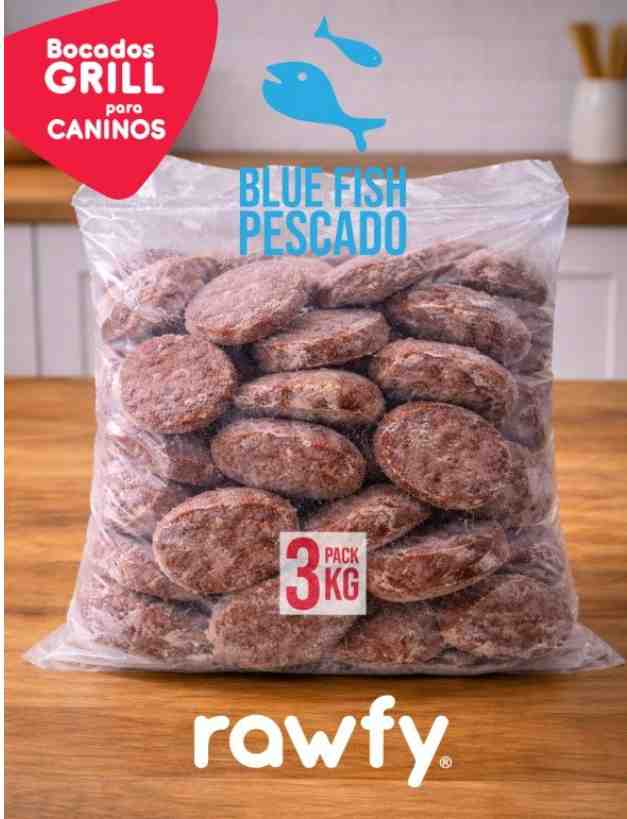 PACK BOCADOS GRILL   RAWFY 3KG BLUE FISH PERRO