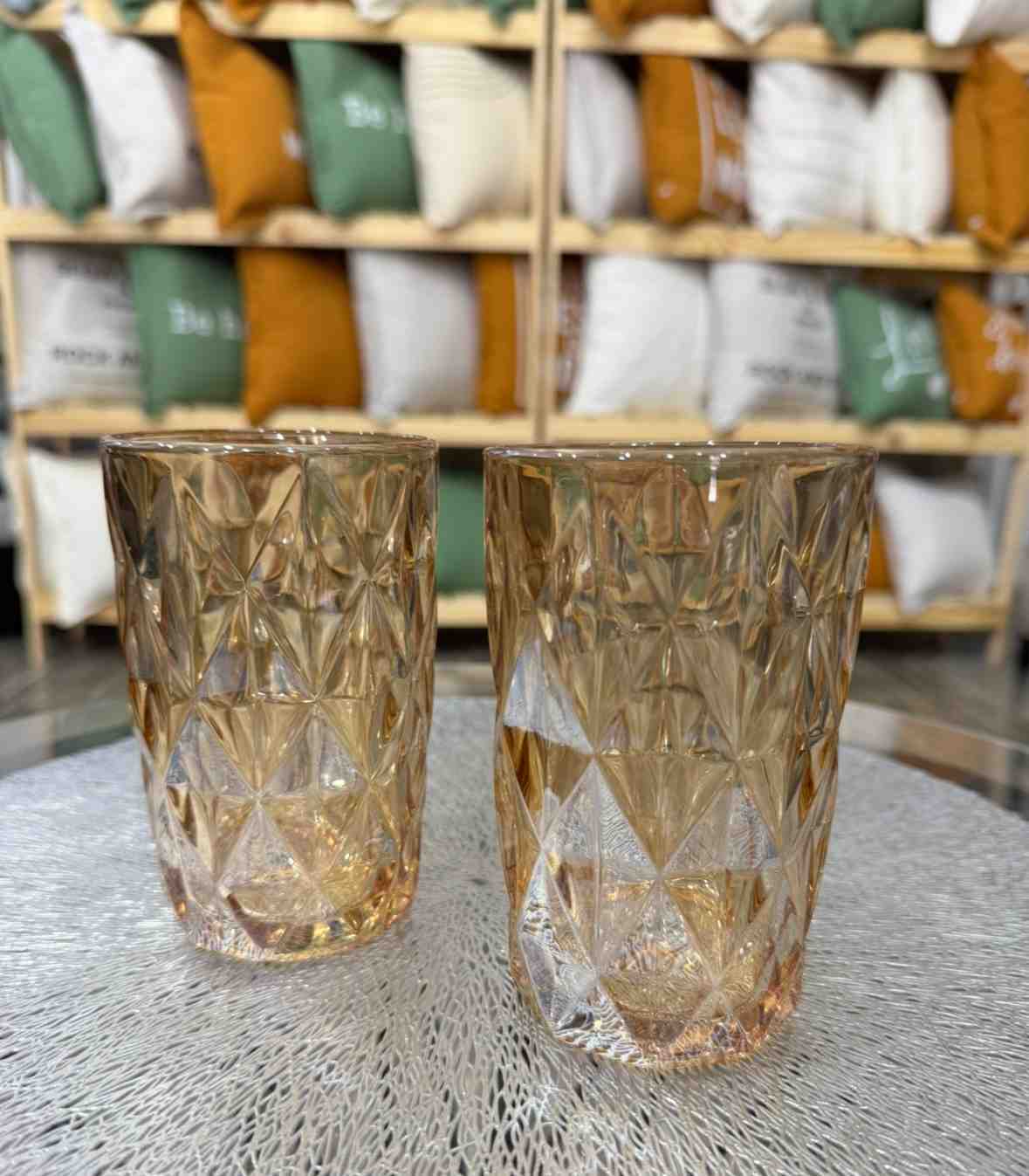 VASOS DIAMANTE ALTO AMBAR SET X 2