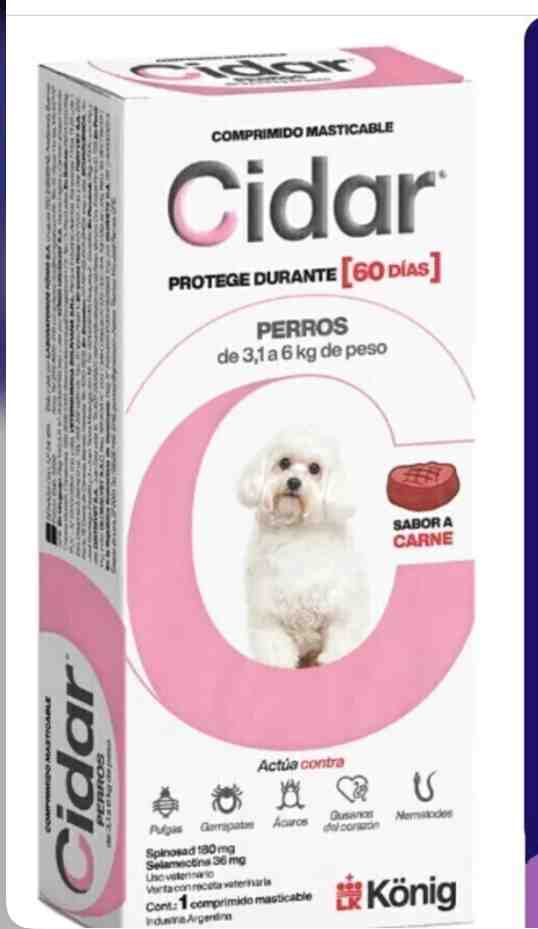 CIDAR COMPRIMIDO 60 DIAS PERRO 3A6KG