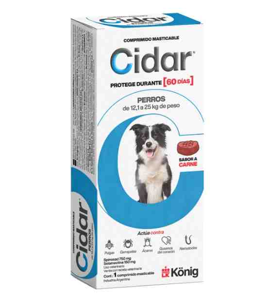 CIDAR COMPRIMIDOS 60 DIAS PERRO 12A25KG 