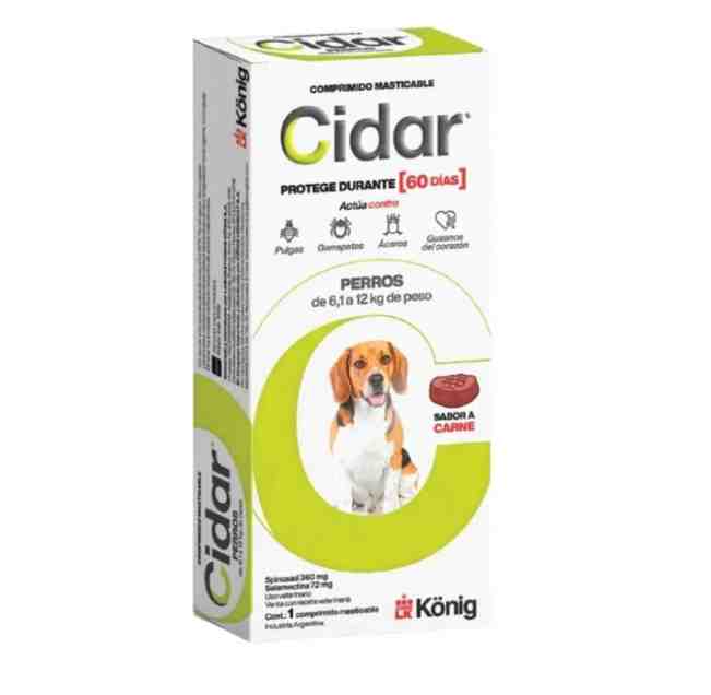 CIDAR COMPRIMIDO 60 DIAS PERRO 6A12KG