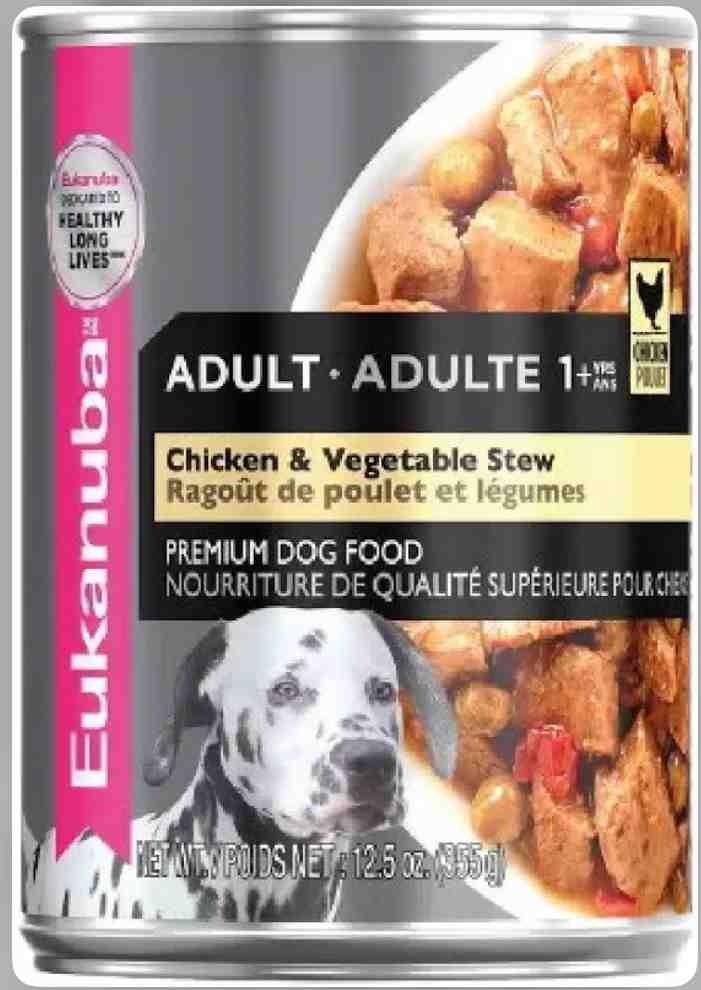 EUKANUBA LATA PERRO ADULTO POLLO Y VEGETALES TROZOS 355G