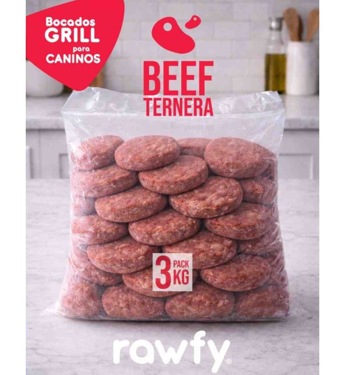 PACK BOCADOS GRILL RAWFY 3KG TERNERA PERRO