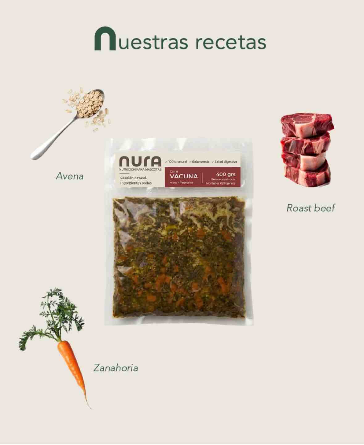 NURA CARNE VACUNA ARROZ Y VEGETALES 400GM