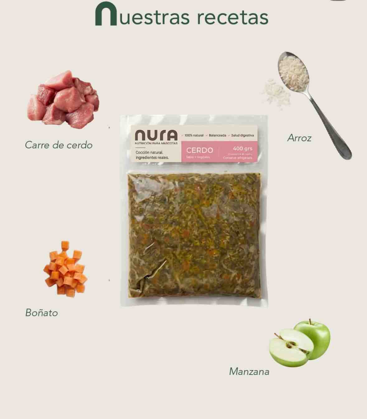 NURA CERDO ARROZ Y VEGETALES 400 GM
