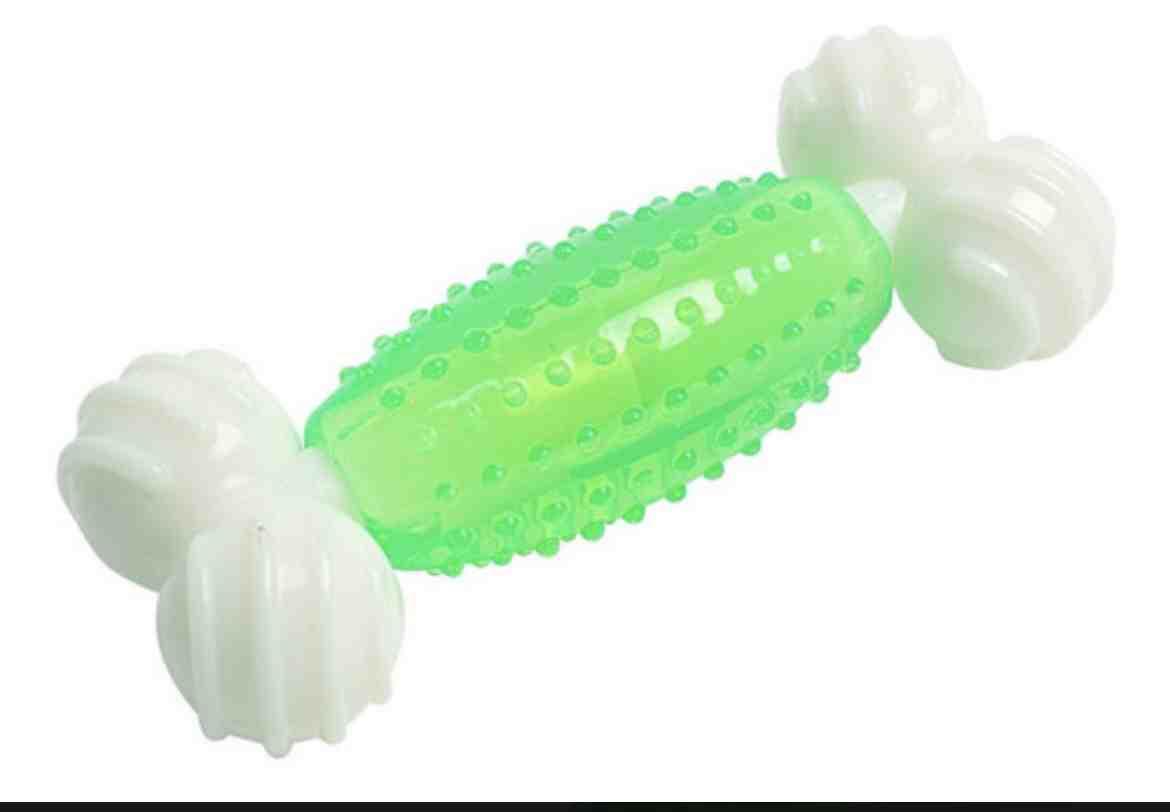 JUP99458A Juguete Hueso Semi Rígido VERDE Y BLANCO