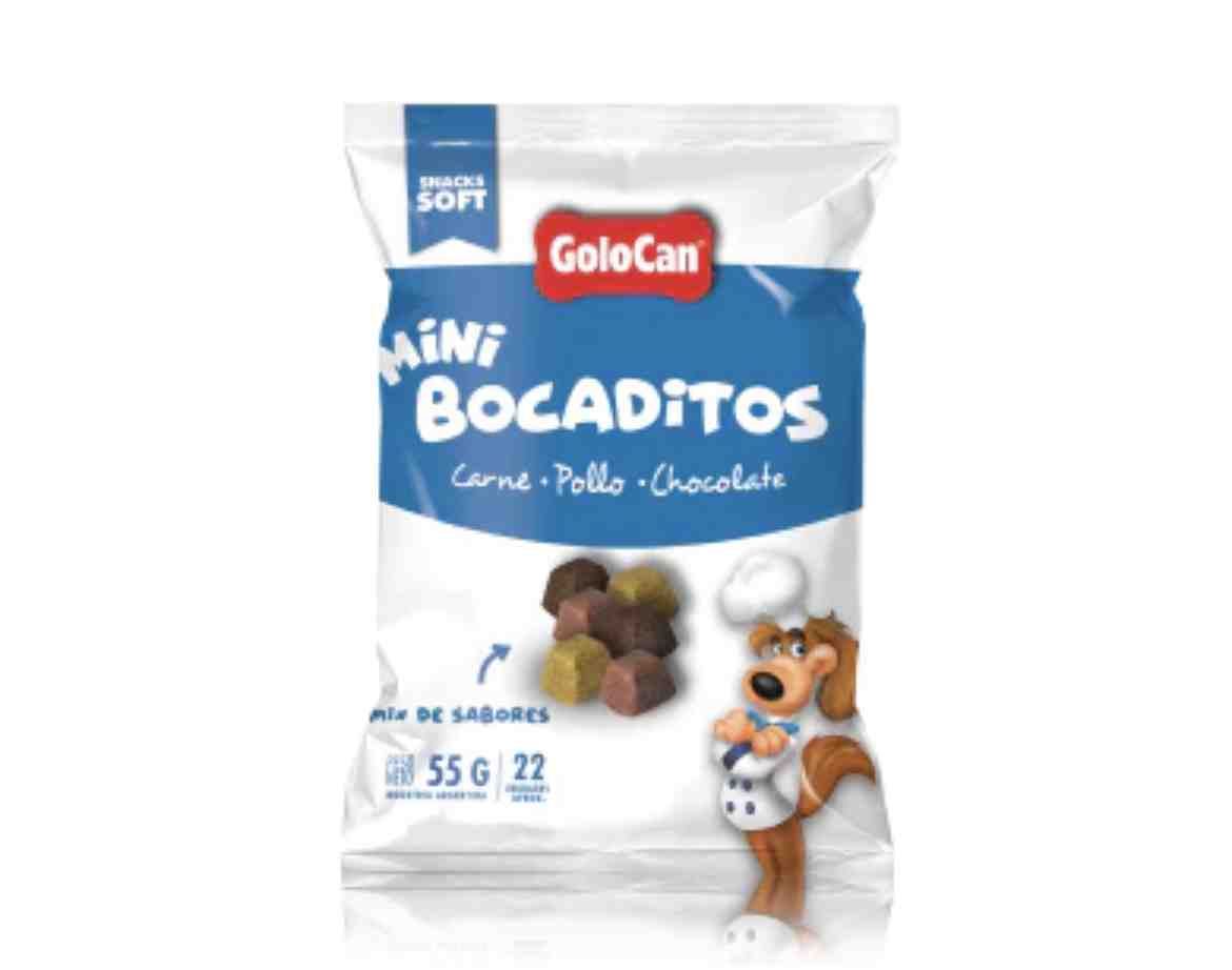 MINI BOCADITO CARNE POLLO Y CHOCOLATE GOLOCAN X55G