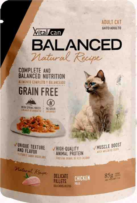 POUCH BALANCED NATURAL GATO ADULTO POLLO X 85G